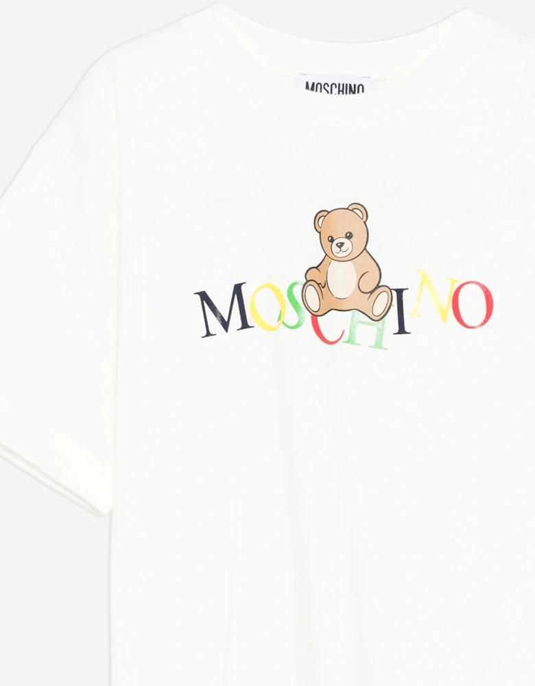 Kids Teddy Bear Logo T-Shirt in Ivory