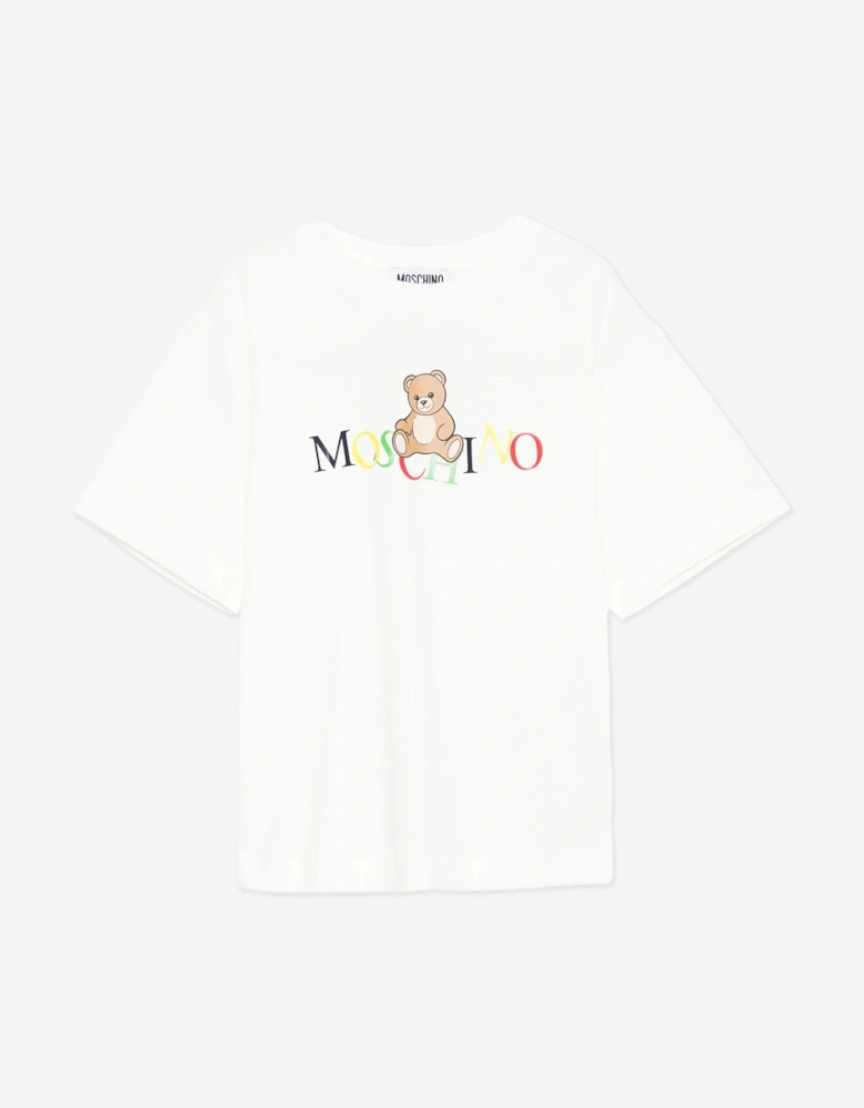 Kids Teddy Bear Logo T-Shirt in Ivory