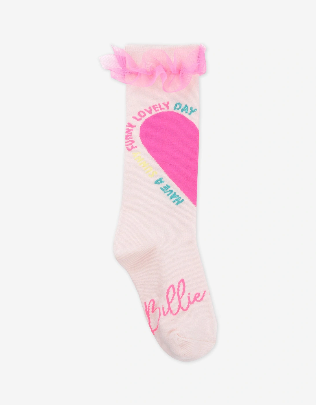 Billieblush Girls Tulle Ruffle Heart Socks in Pink, 5 of 4