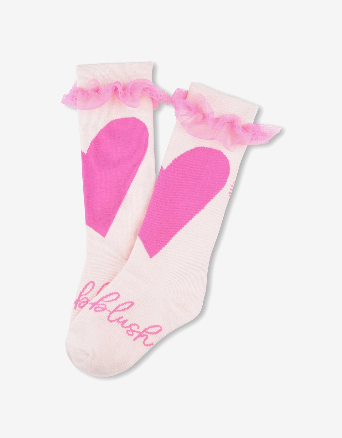 Billieblush Girls Tulle Ruffle Heart Socks in Pink