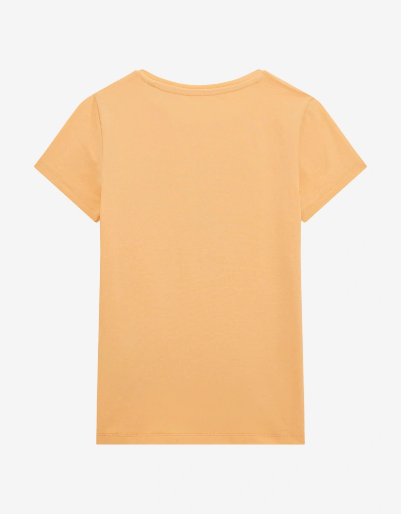 Girls Floral Logo T-Shirt in Orange