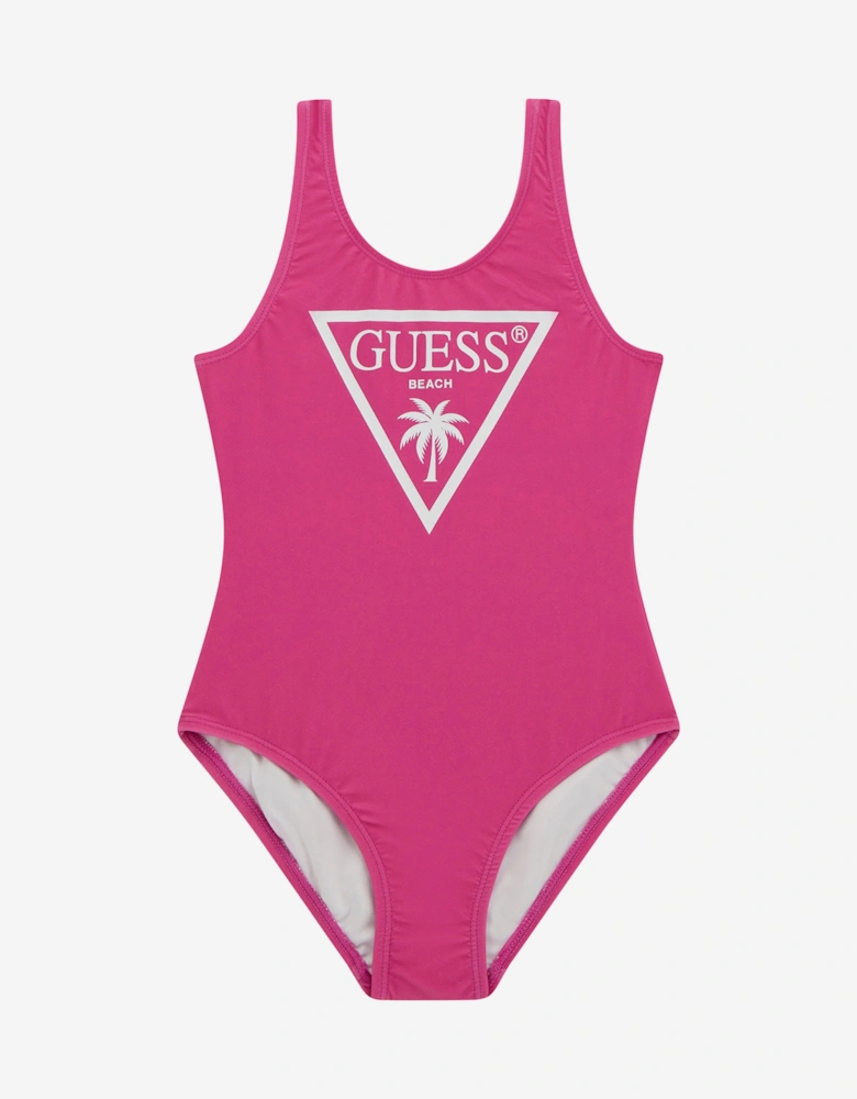 Girls Logo Swimsuit in Pink