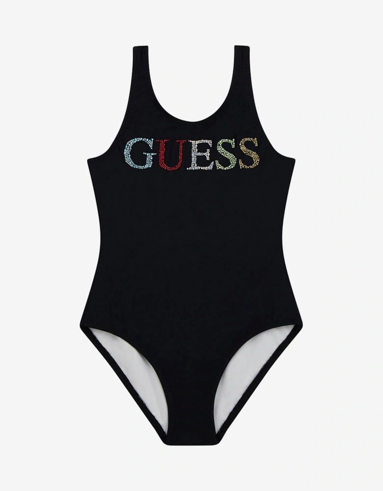 Girls Logo Swimsuit in Black