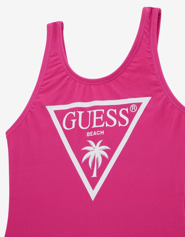 Girls Logo Swimsuit in Pink