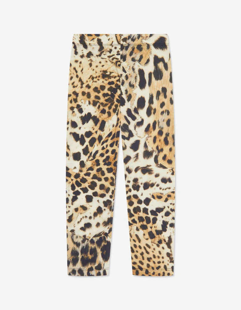 Girls Leopard Print Leggings in Brown