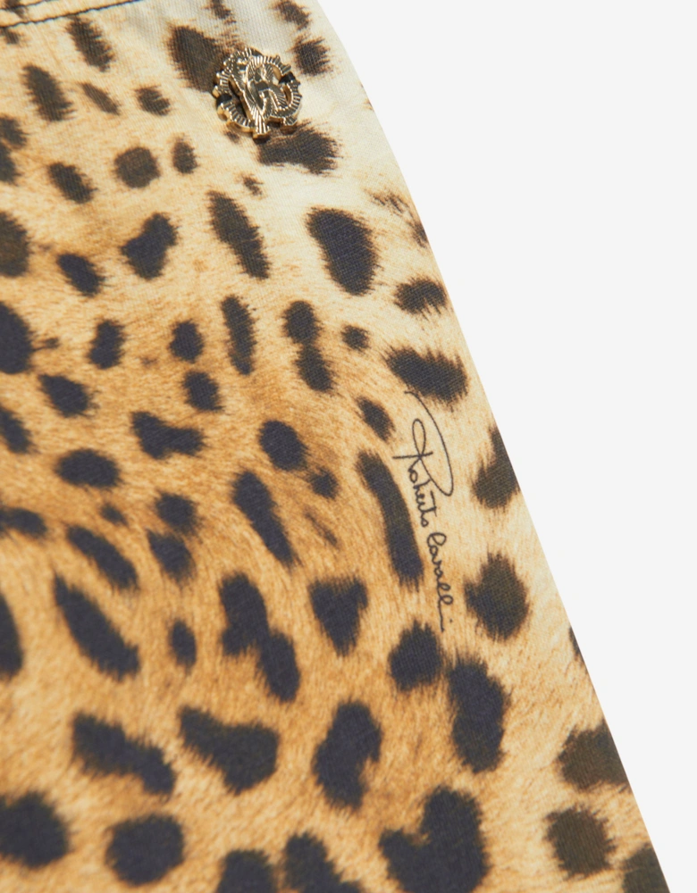 Girls Leopard Print Leggings in Brown