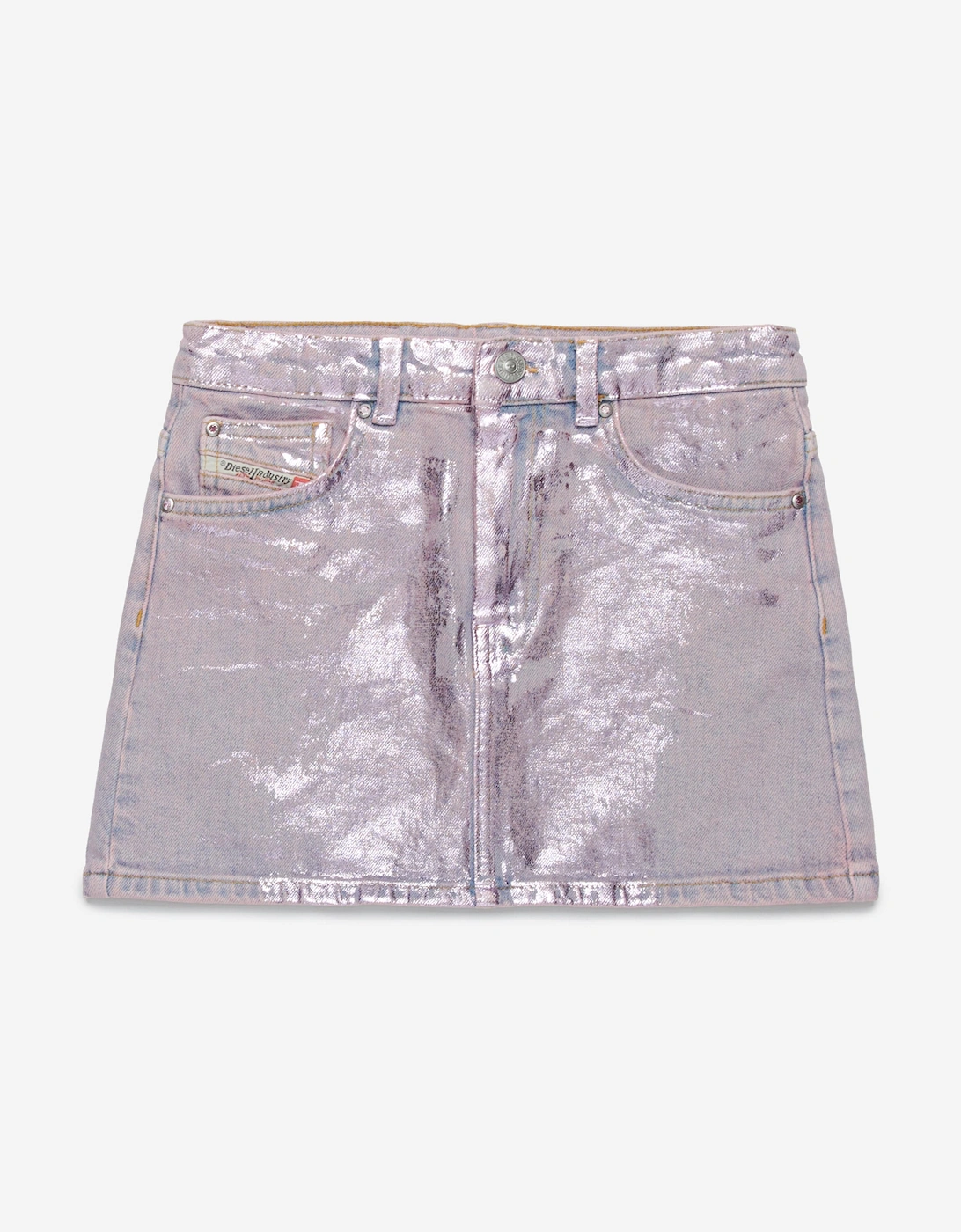 Girls Gianna Metallic Coated Denim Skirt in Pink, 5 of 4