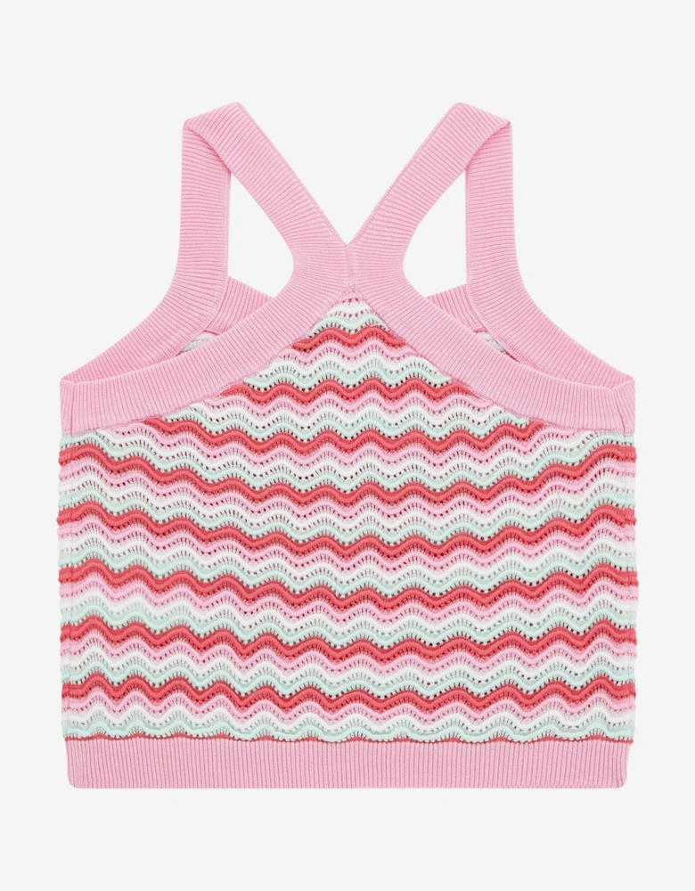 Girls Wavy Sweater Tank Top in Pink