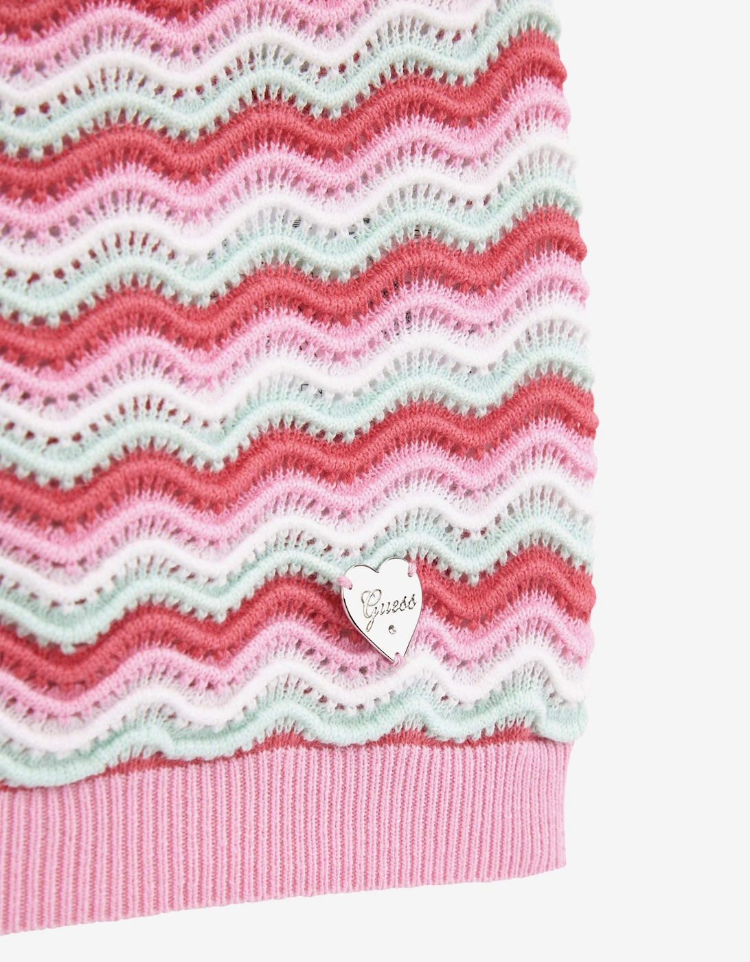 Girls Wavy Sweater Tank Top in Pink