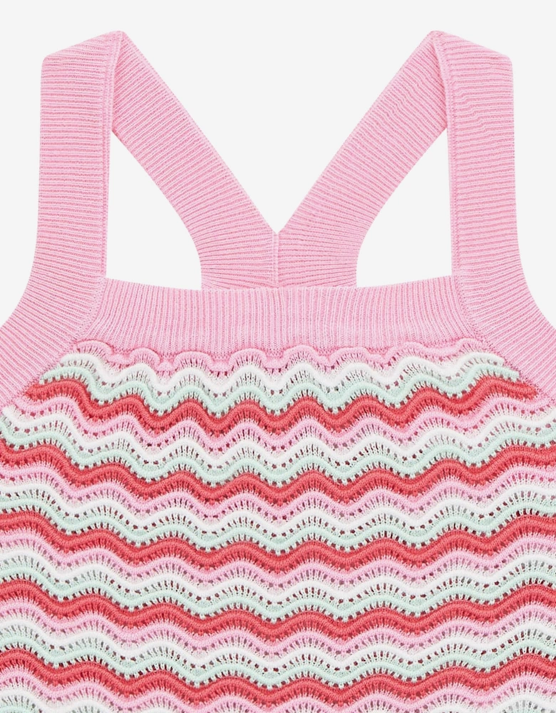 Girls Wavy Sweater Tank Top in Pink