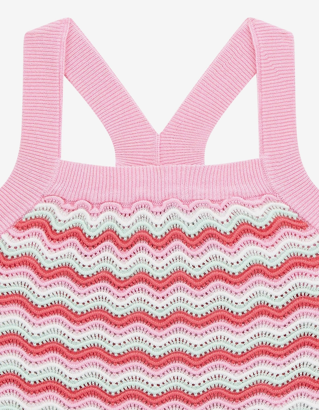 Girls Wavy Sweater Tank Top in Pink