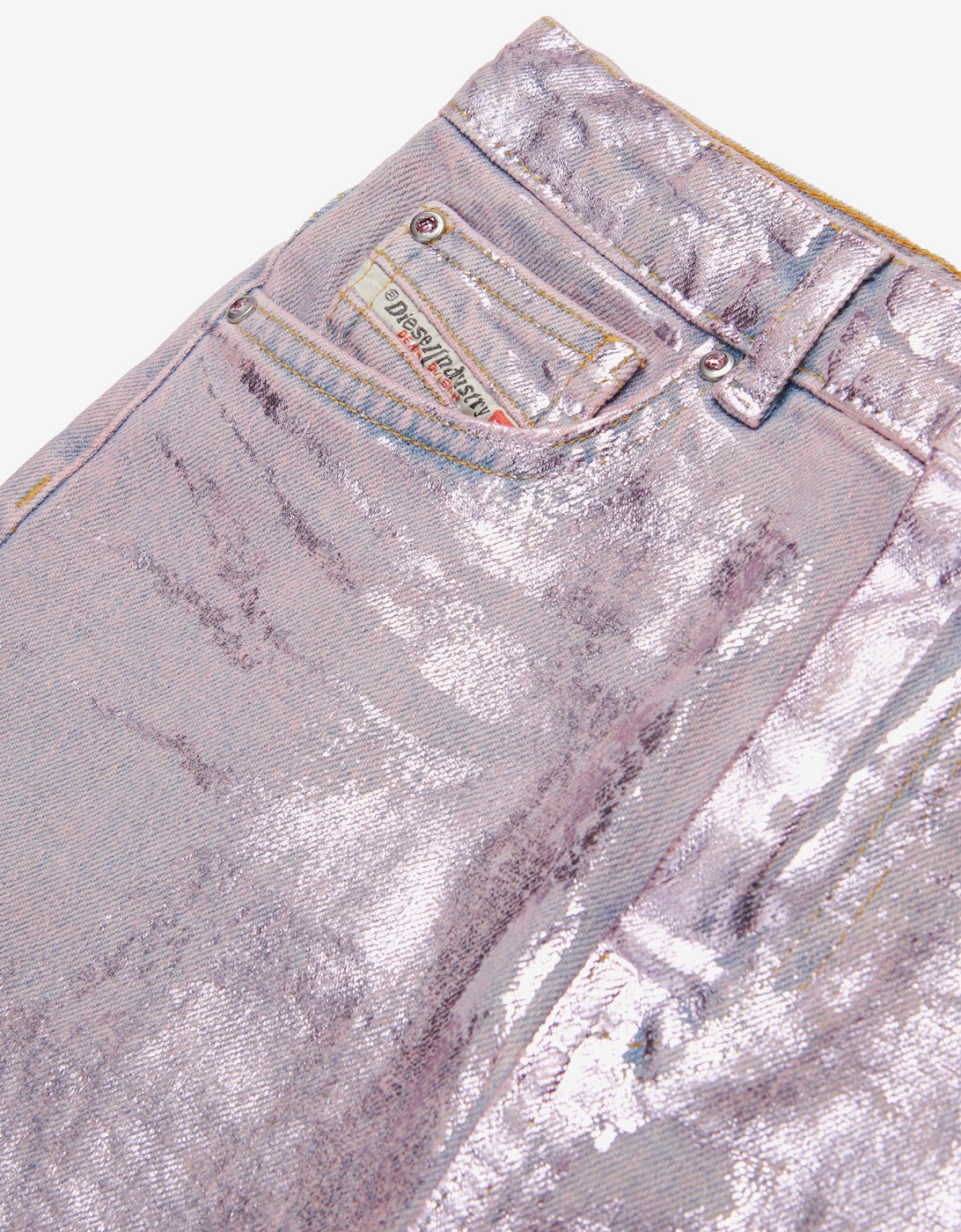 Girls Gianna Metallic Coated Denim Skirt in Pink