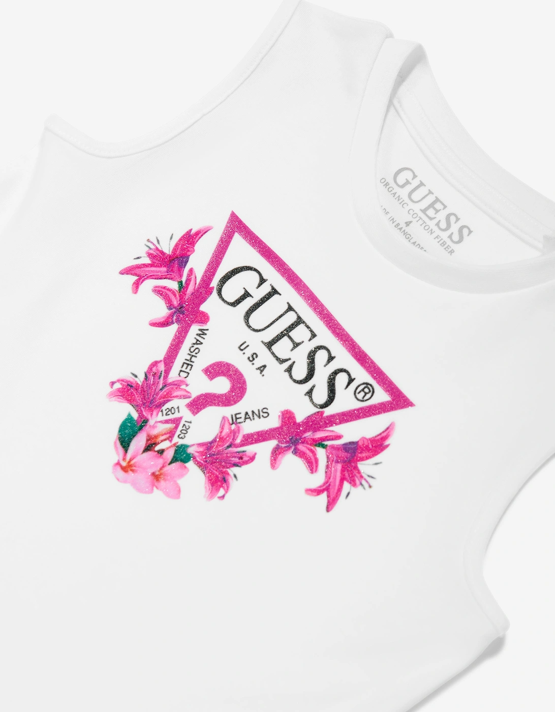 Girls Sleeveless Logo Dress in White