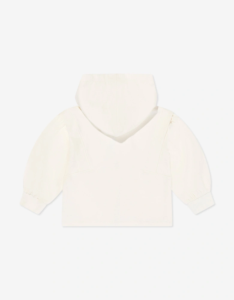 Girls Logo Badge Zip Up Top in Ivory