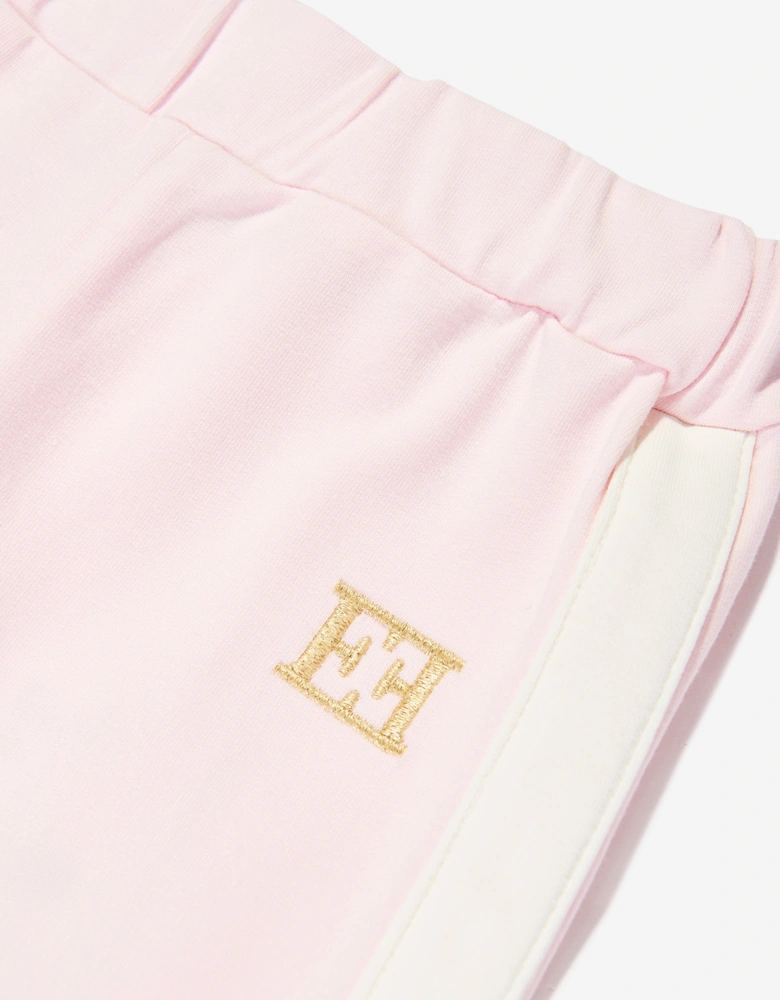 Girls Embroidered Logo Jersey Trousers in Pink
