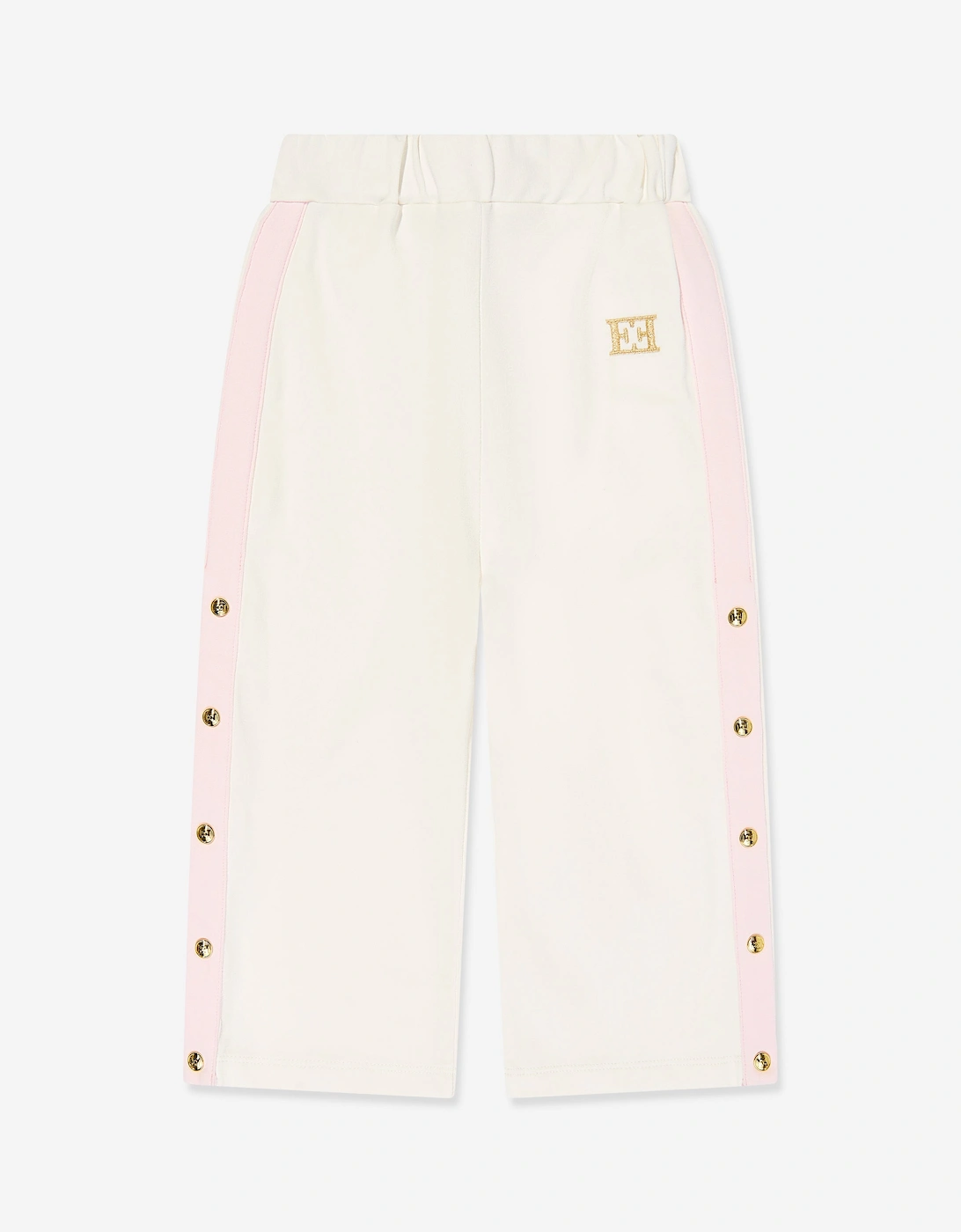 Girls Embroidered Logo Jersey Trousers in Ivory, 5 of 4