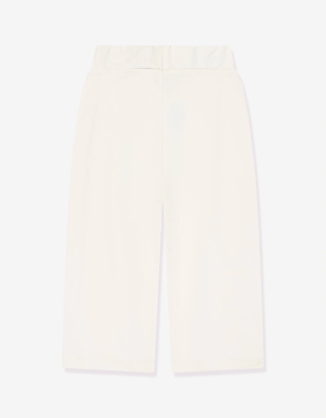 Girls Embroidered Logo Jersey Trousers in Ivory