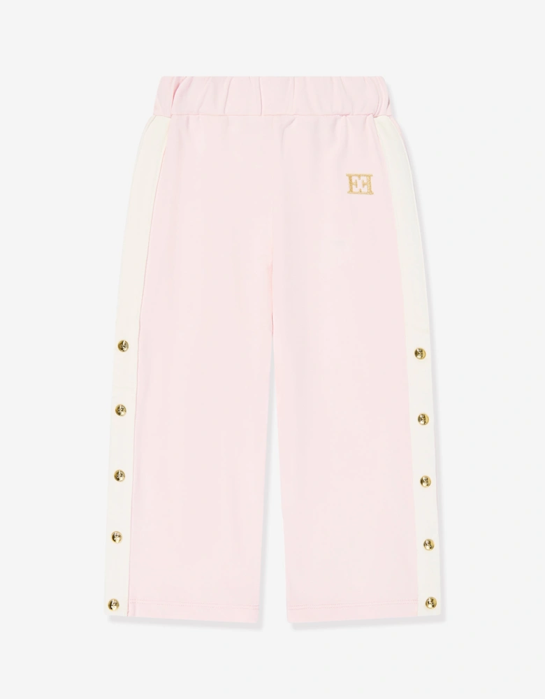 Girls Embroidered Logo Jersey Trousers in Pink