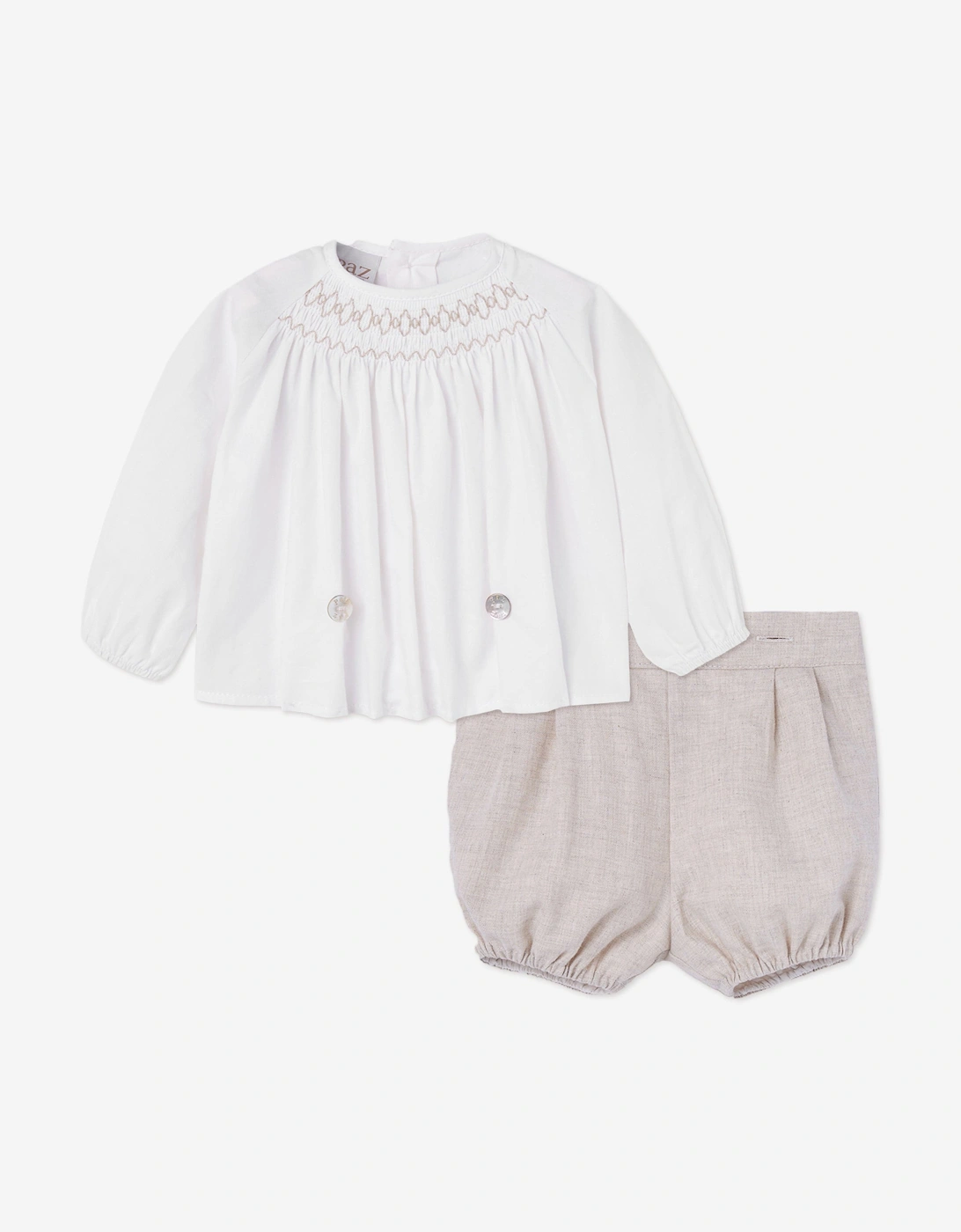 Baby Blouse and Short Set in Beige, 5 of 4