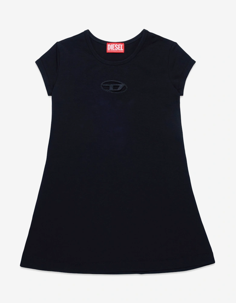 Girls Oval D T-Shirt Dress in Black
