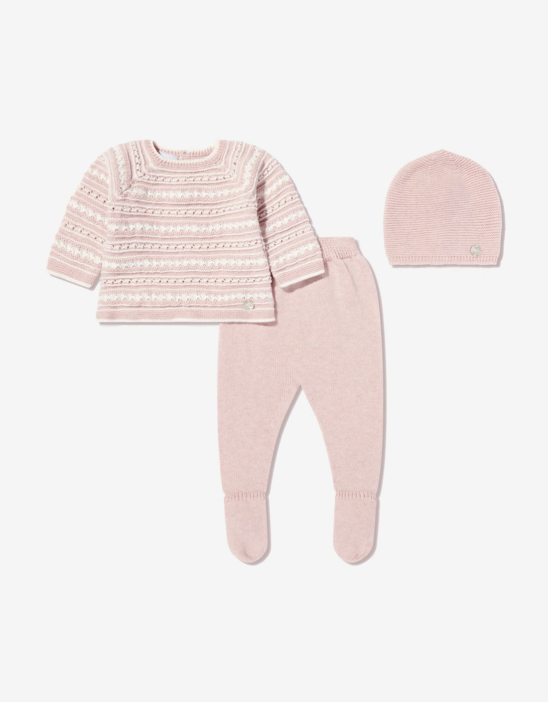 Baby Girls Knitted 3 Piece Leggings Set in Pink, 6 of 5