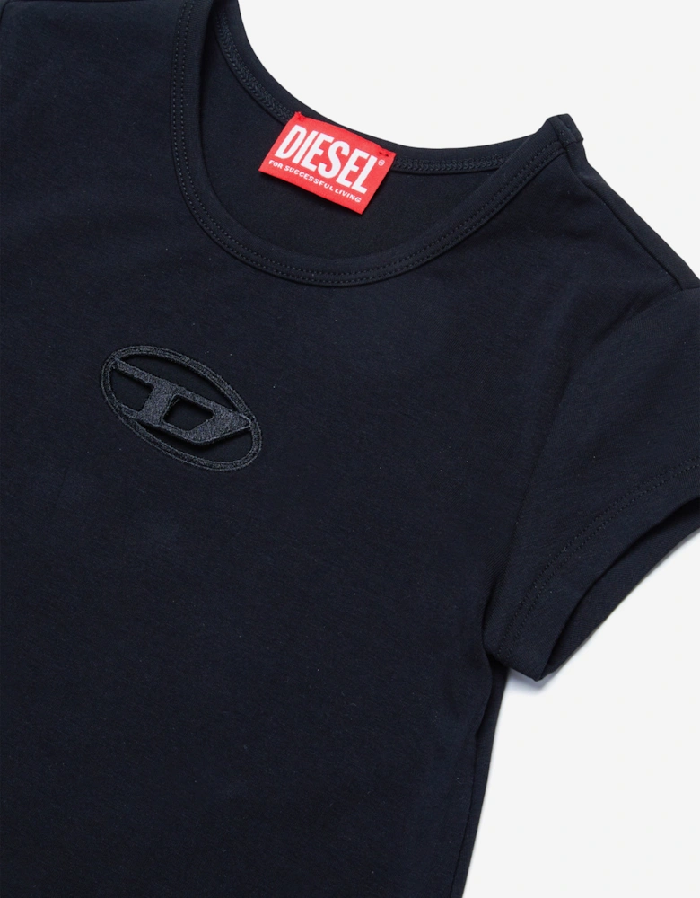 Girls Oval D T-Shirt Dress in Black