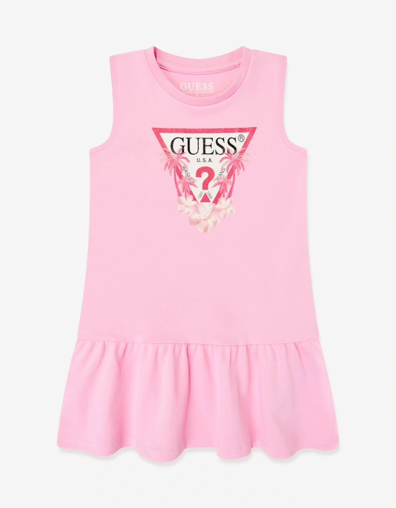 Girls Sleeveless Logo Dress in Pink