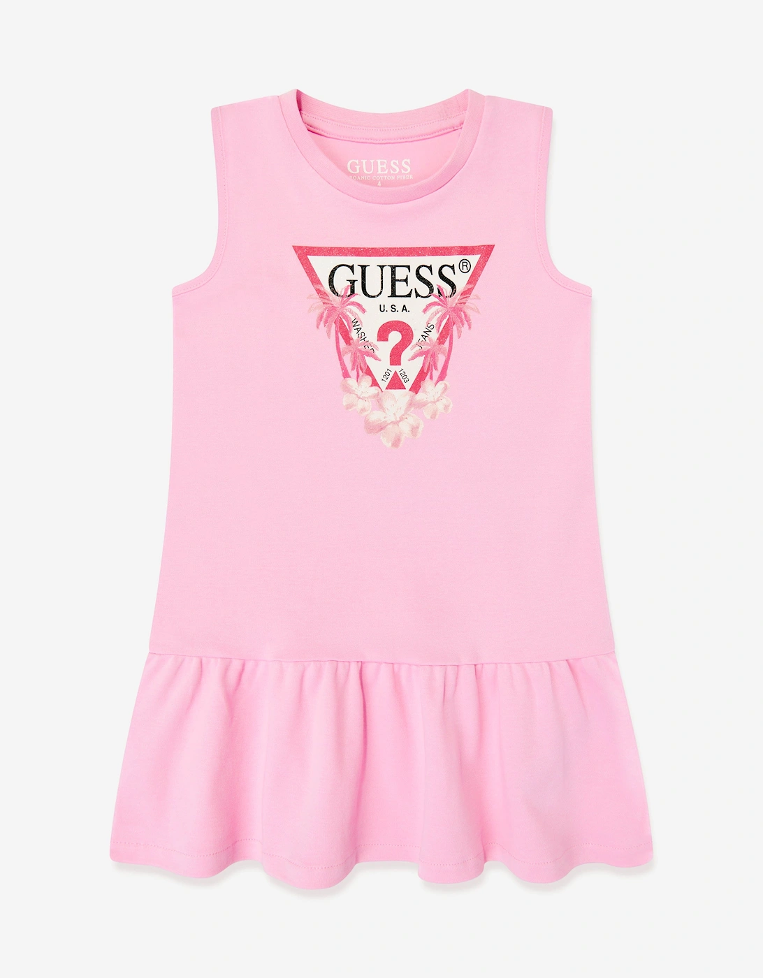 Girls Sleeveless Logo Dress in Pink, 5 of 4