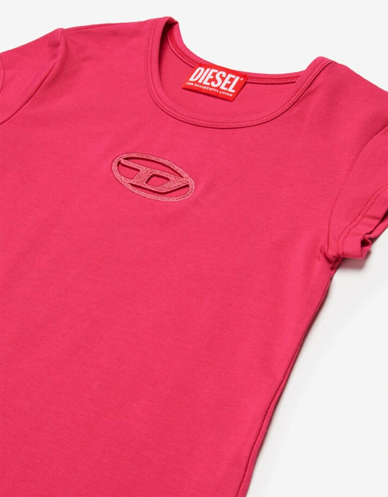 Girls Oval D T-Shirt Dress in Red