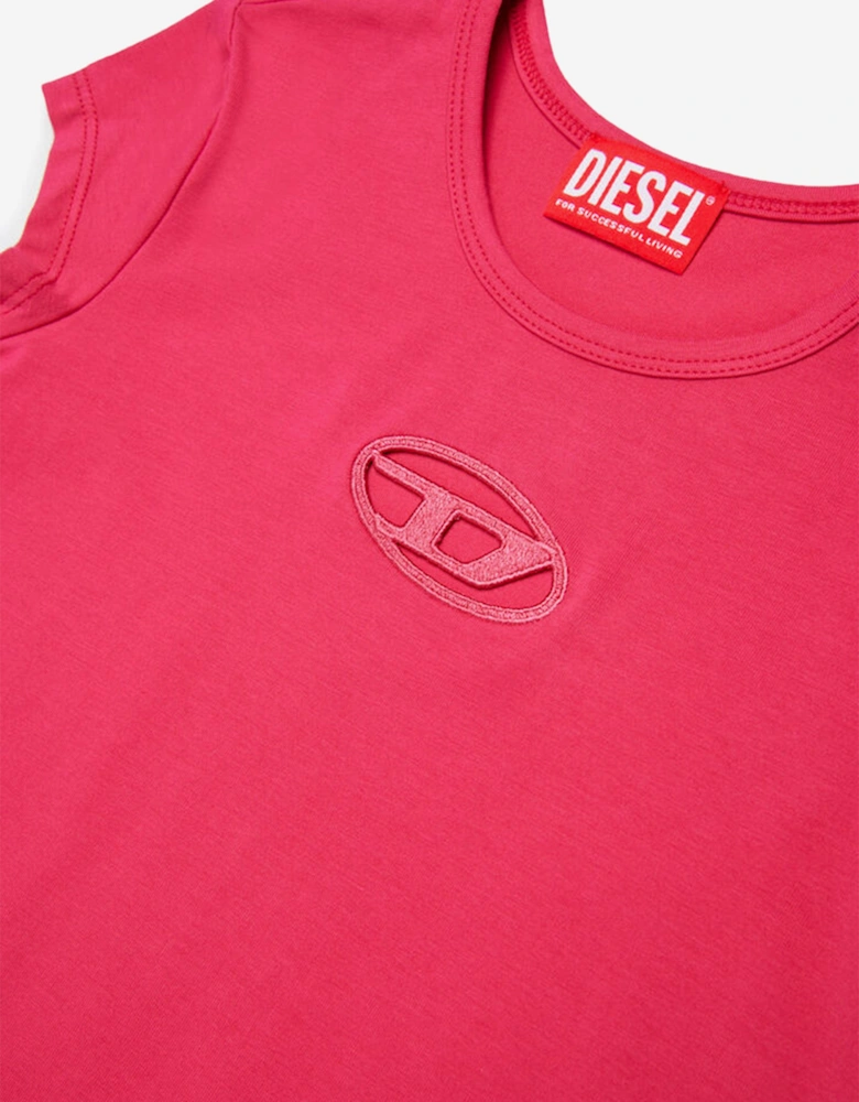 Girls Oval D T-Shirt Dress in Red