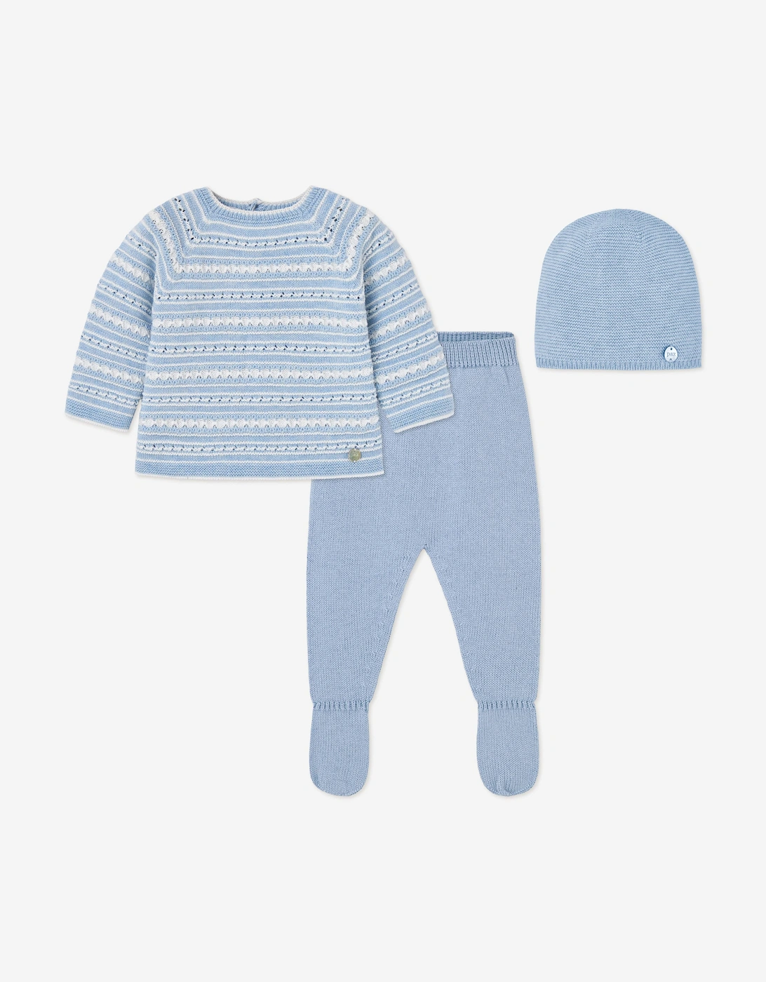 Baby Boys Knitted 3 Piece Leggings Set in Blue, 5 of 4