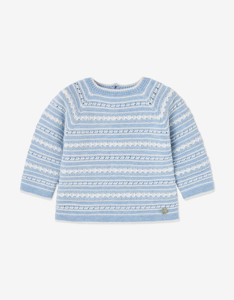 Baby Boys Knitted 3 Piece Leggings Set in Blue