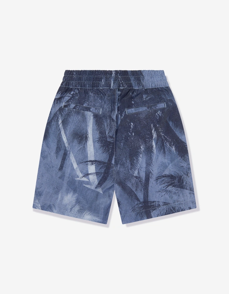 Boys Palm Leaf Shorts in Blue
