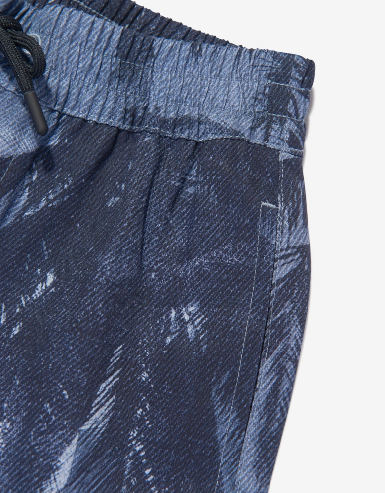 Boys Palm Leaf Shorts in Blue