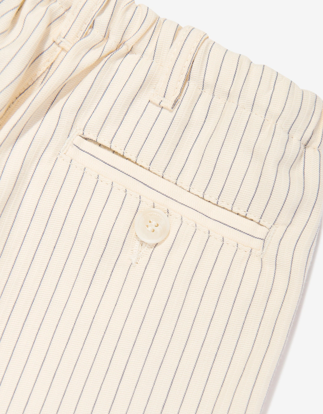 Boys Striped Linen Shorts in Ivory