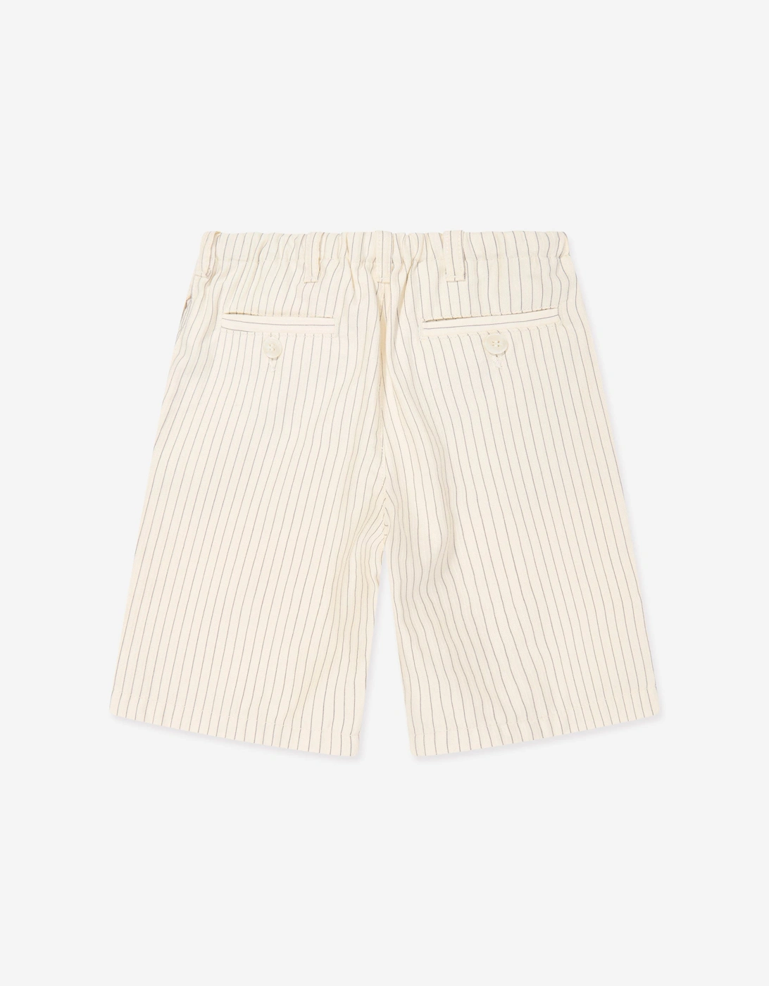 Boys Striped Linen Shorts in Ivory