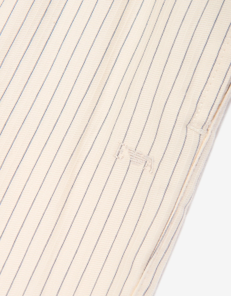 Boys Striped Linen Shorts in Ivory
