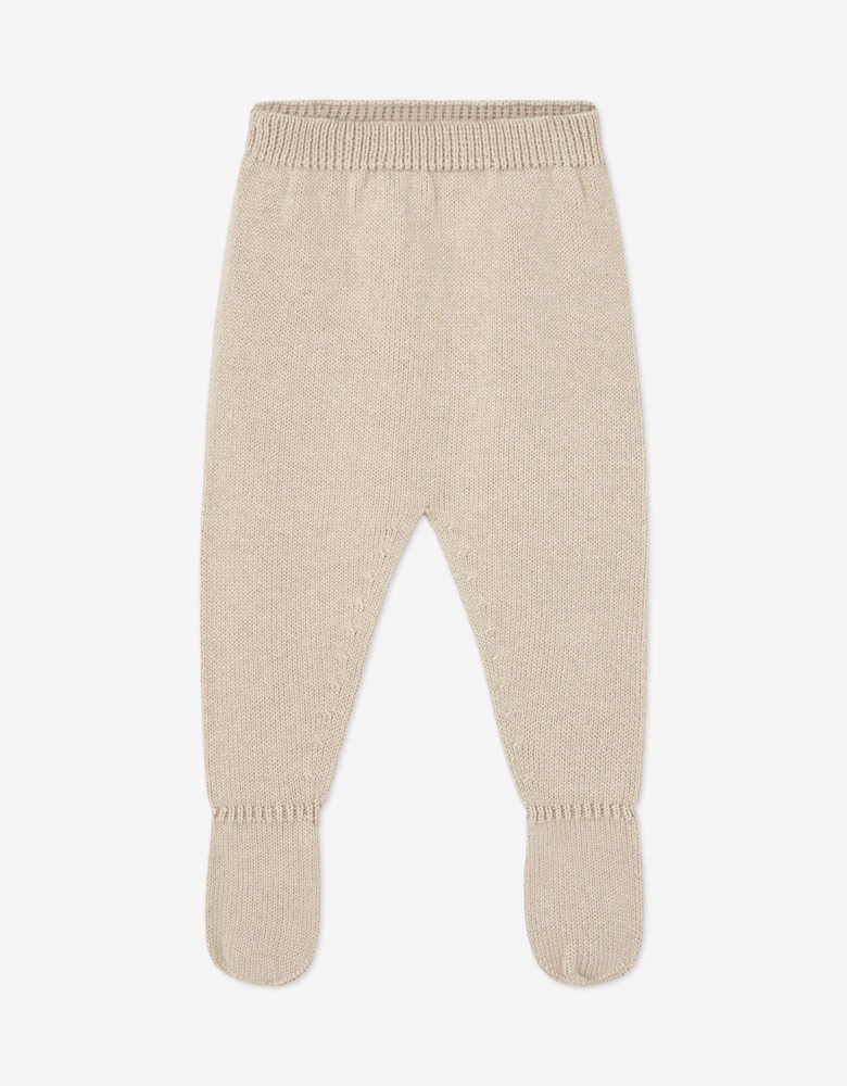 Baby Knitted 3 Piece Babygrow Set in Beige