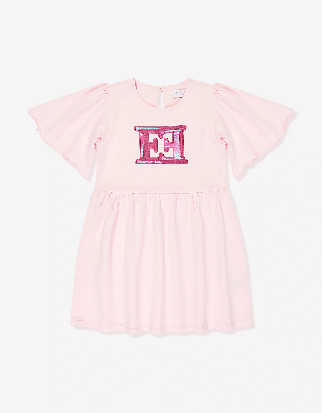 Girls Embroidered Logo Dress in Pink, 5 of 4
