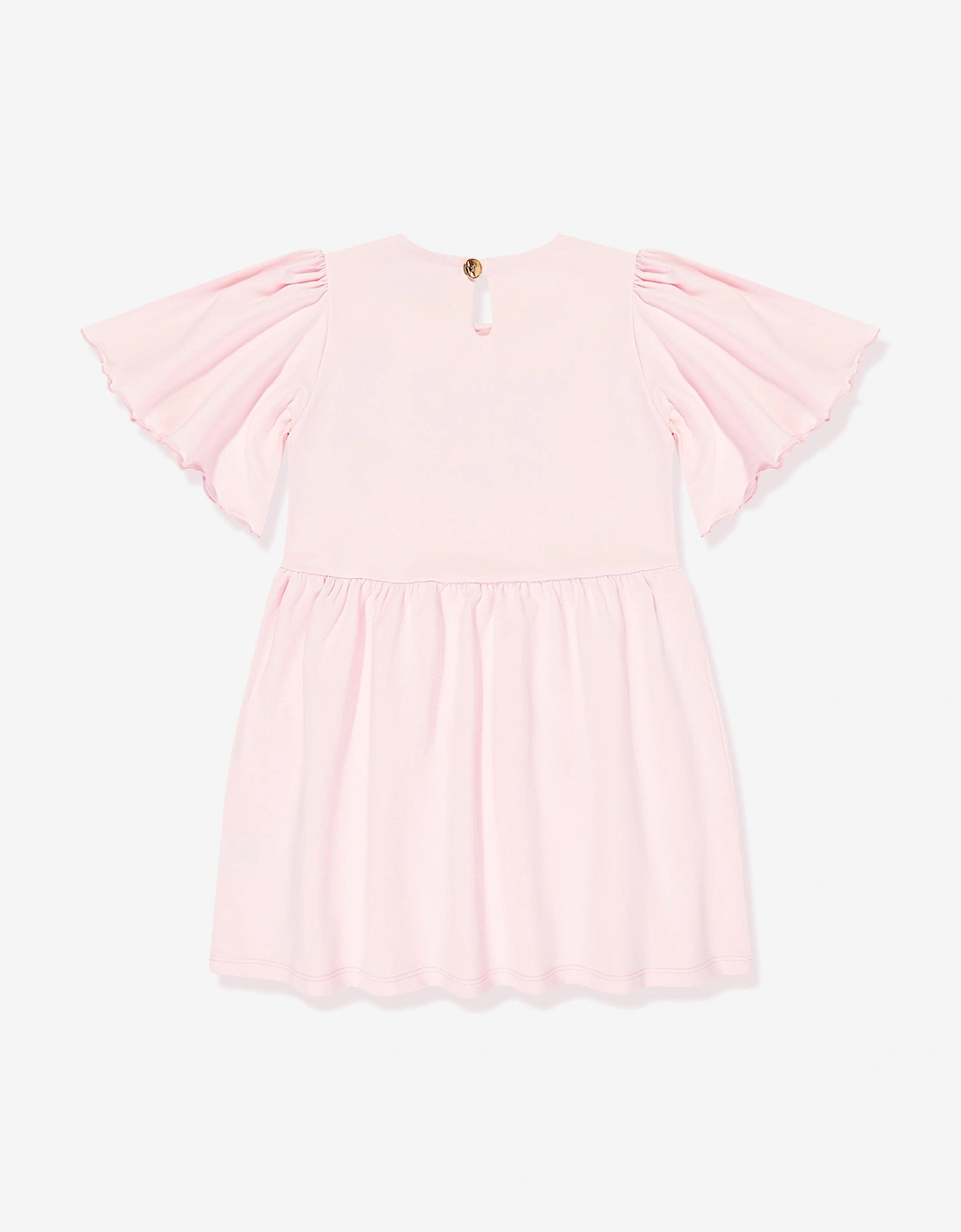 Girls Embroidered Logo Dress in Pink
