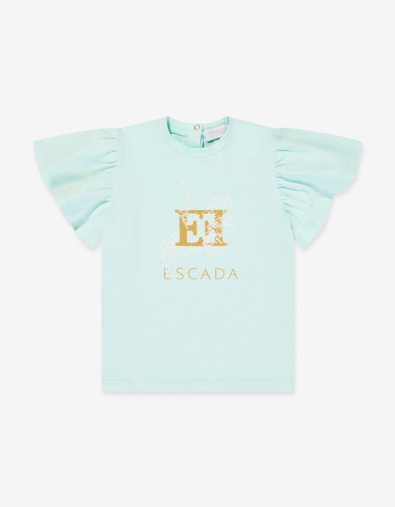 Girls Logo Print T-Shirt in Blue