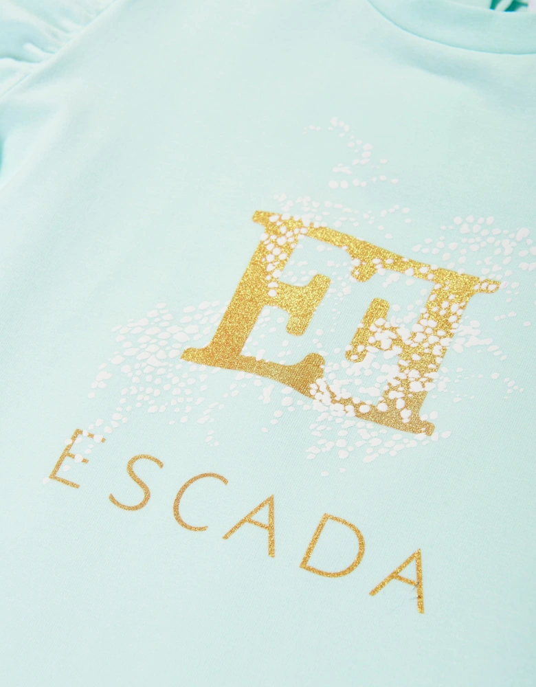 Girls Logo Print T-Shirt in Blue