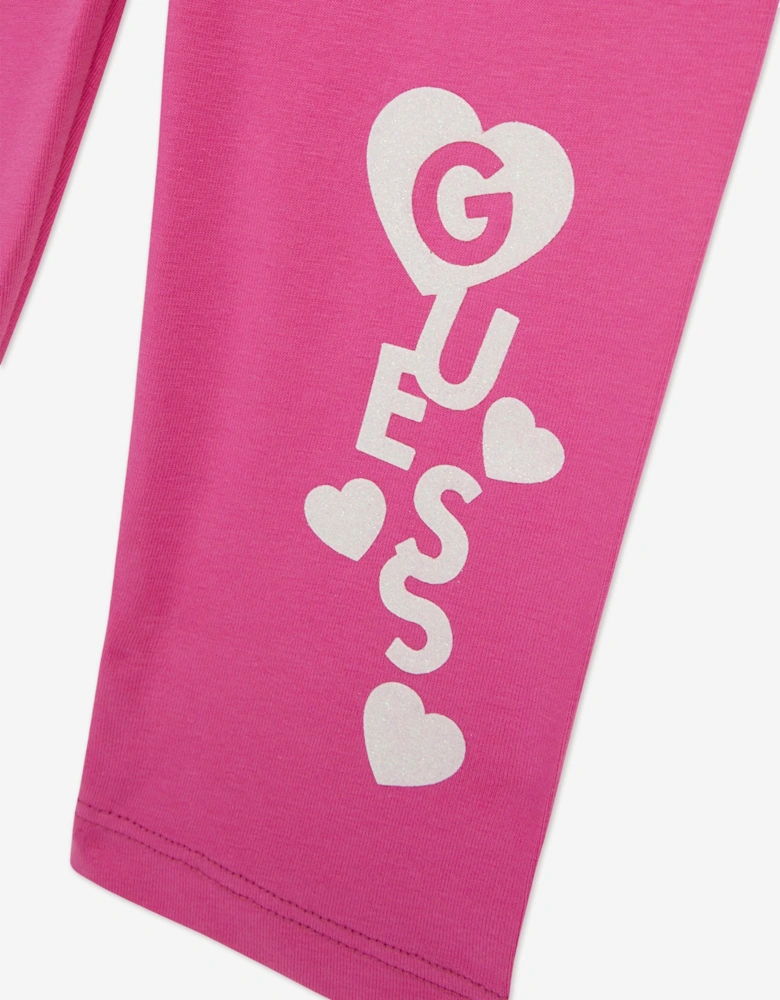Girls Logo Leggings in Pink