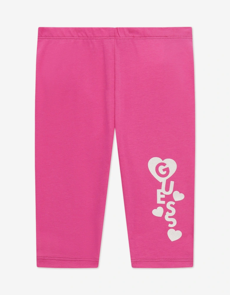 Girls Logo Leggings in Pink