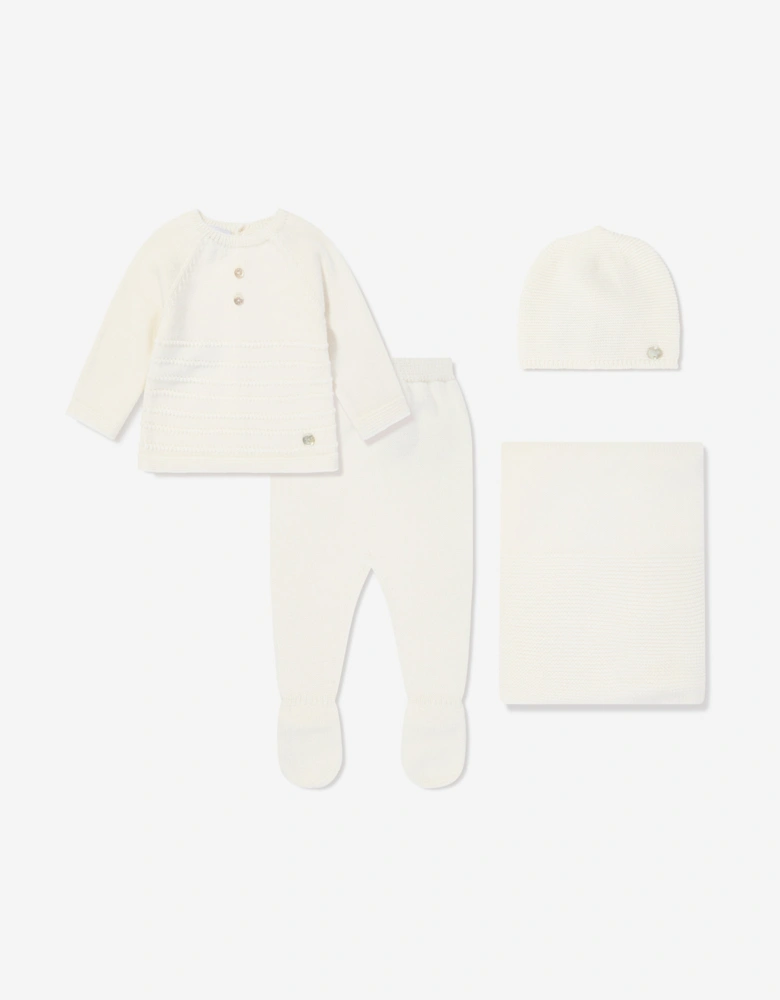 Baby Knitted 4 Piece Babygrow Set in Ivory