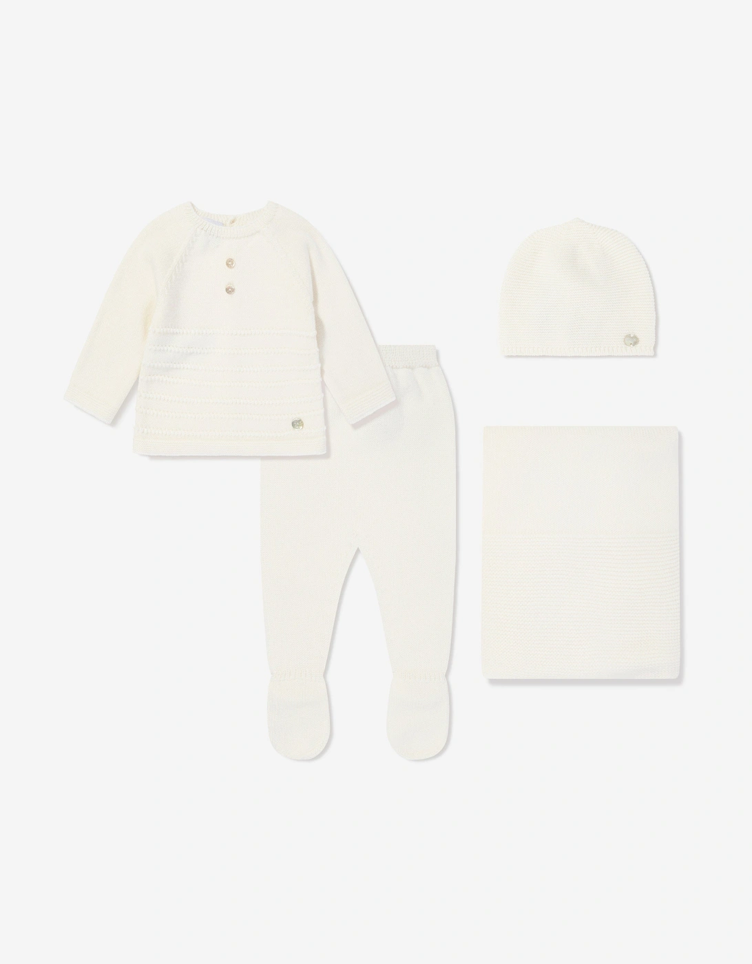 Baby Knitted 4 Piece Babygrow Set in Ivory, 7 of 6