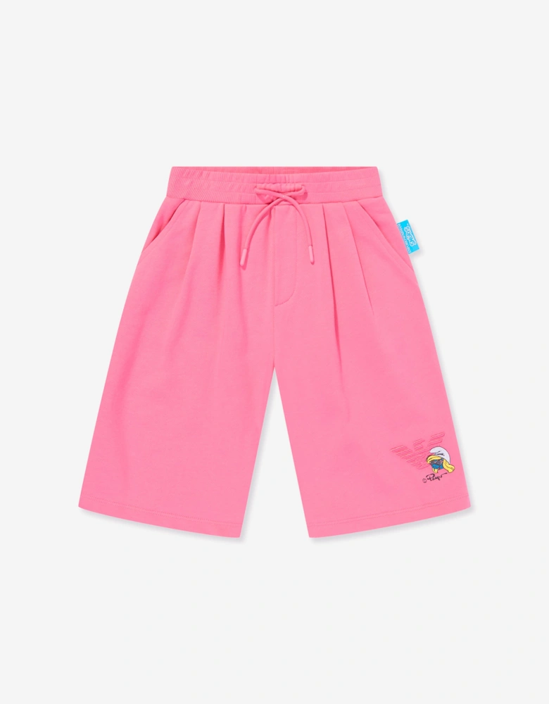 Girls Smurfette Logo Shorts in Pink
