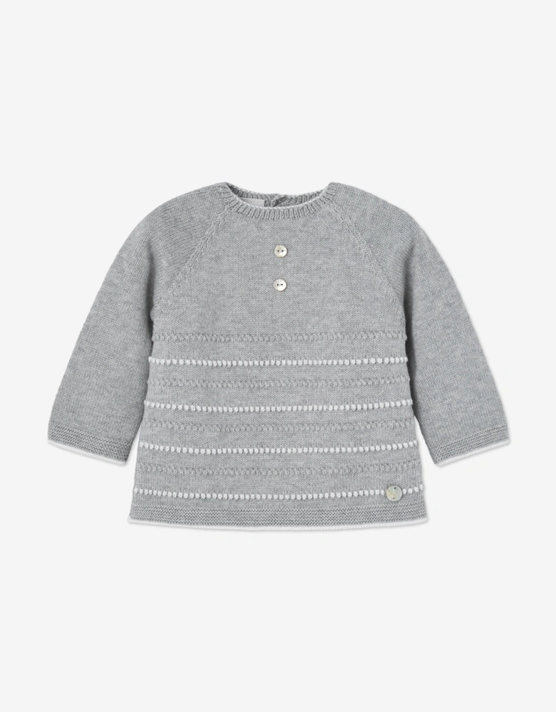 Baby Knitted 3 Piece Babygrow Set in Grey