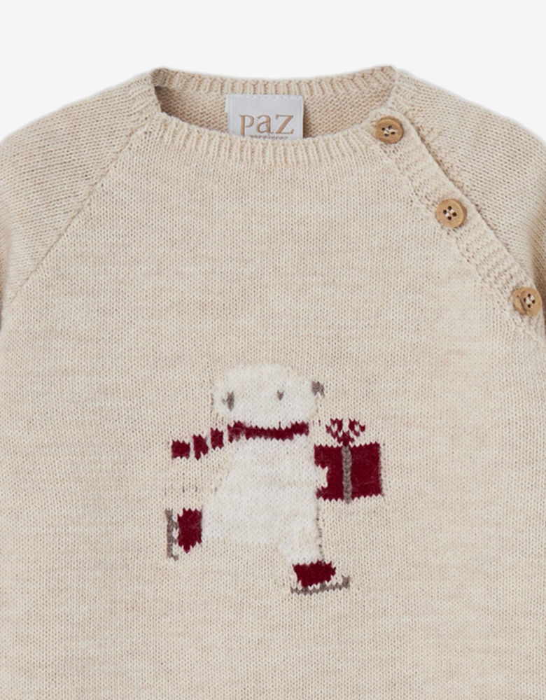 Baby Bear Knitted Romper in Beige