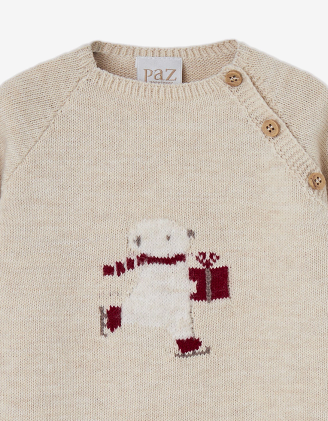 Baby Bear Knitted Romper in Beige